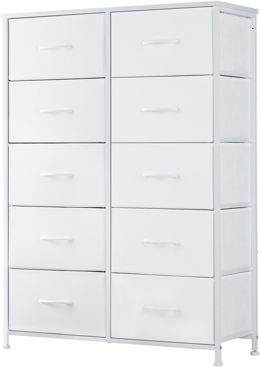 DUMOS Dresser for Bedroom with 7 Drawers, Storage Organizer Units Furniture, Chest Tower TV Stand with Fabric Bins, Metal Frame, Wooden Top for Nursery, Living Room, Bedroom, Closet, Black01