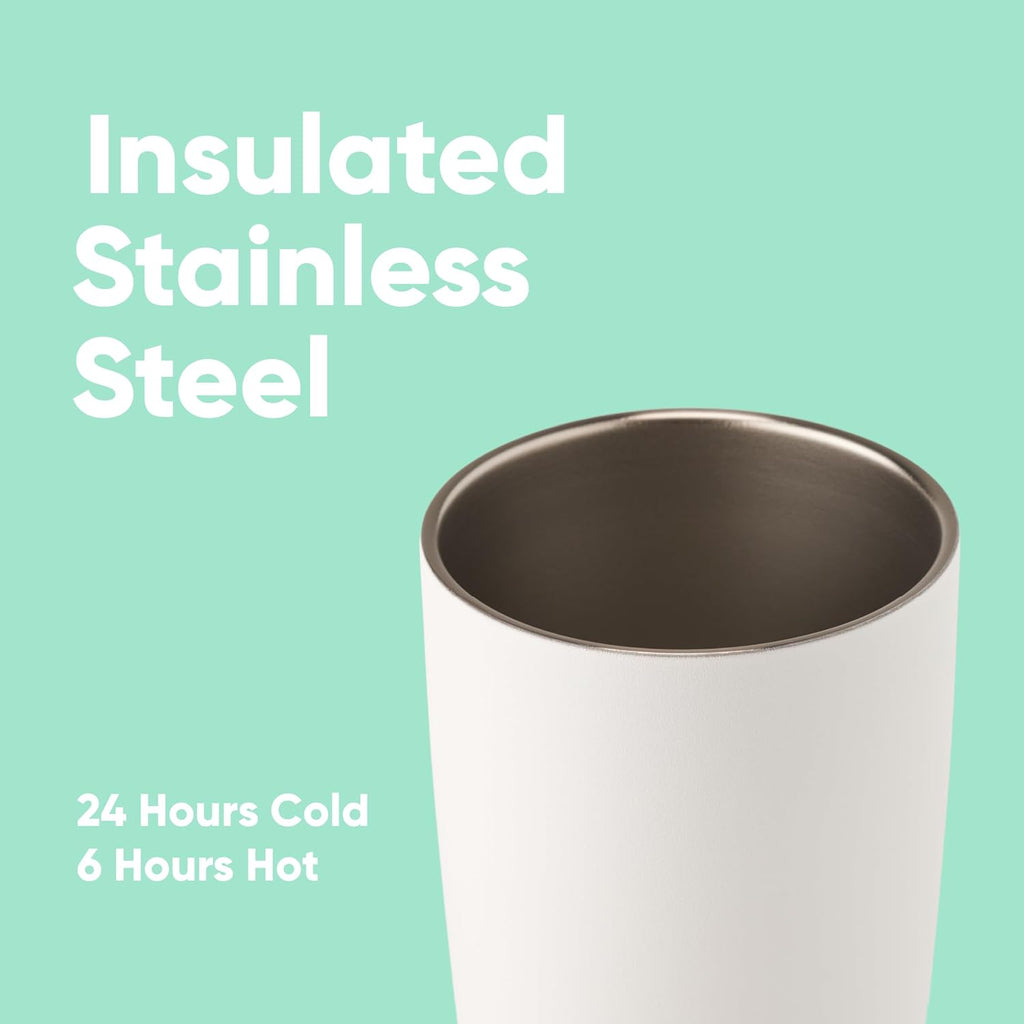 Owala SmoothSip Insulated Stainless Steel Coffee Tumbler, Reusable Iced Coffee Cup, Hot Coffee Travel Mug, BPA Free 20 oz, Gray (Cloudscape)