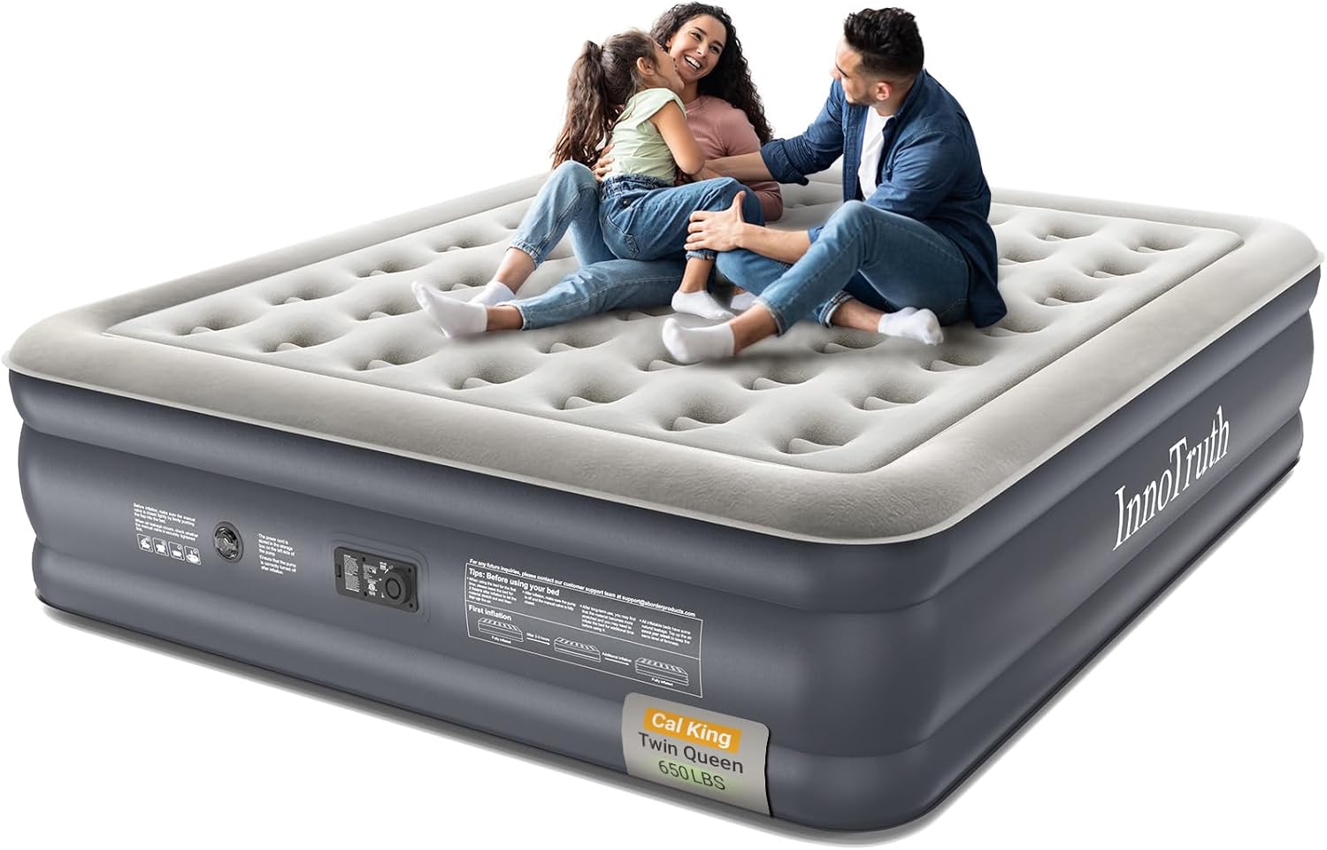 InnoTruth Air Mattress Queen with Built in Pump, Inflatable Blow up Mattress, 18" Raised Colchones Inflables Air Bed for Guests & Home, Ideal for Home Use and Outdoor Camping, 650lb Weight Capacity