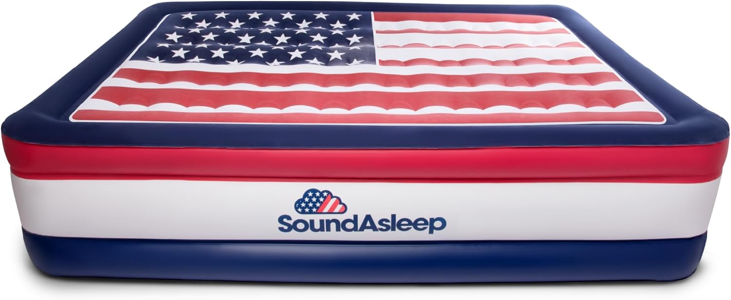 SoundAsleep Products Dream Series Luxury Air Mattress, ComfortCoil Technology, Built-in High Capacity Pump for Home, Camping- Double Height, Adjustable, Inflatable Blow Up, Portable (Queen Size)
