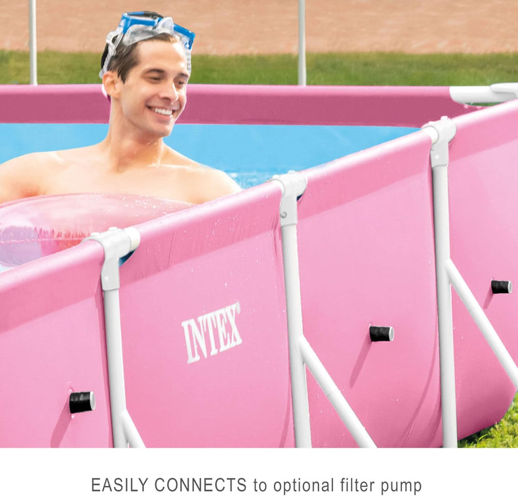 Intex 28266EH 7'L x 5'W x 23-5/8"H Rectangular Metal Frame Above Ground Outdoor Backyard Swimming Pool, 439 Gallons of Water, Pink