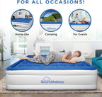 SoundAsleep Products Dream Series Luxury Air Mattress, ComfortCoil Technology, Built-in High Capacity Pump for Home, Camping- Double Height, Adjustable, Inflatable Blow Up, Portable (Queen Size)