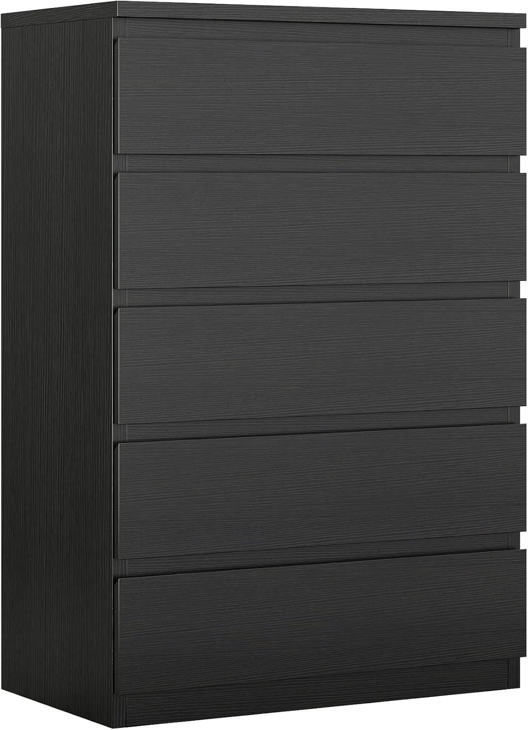 Black Modern 5 Drawer Dresser for Bedroom, 15" D x 23.7" W x 40.4" H in Simply Chest of Drawers, Wood Storage Dresser with Deep Drawers for Living Room Hallway Entryway, Black