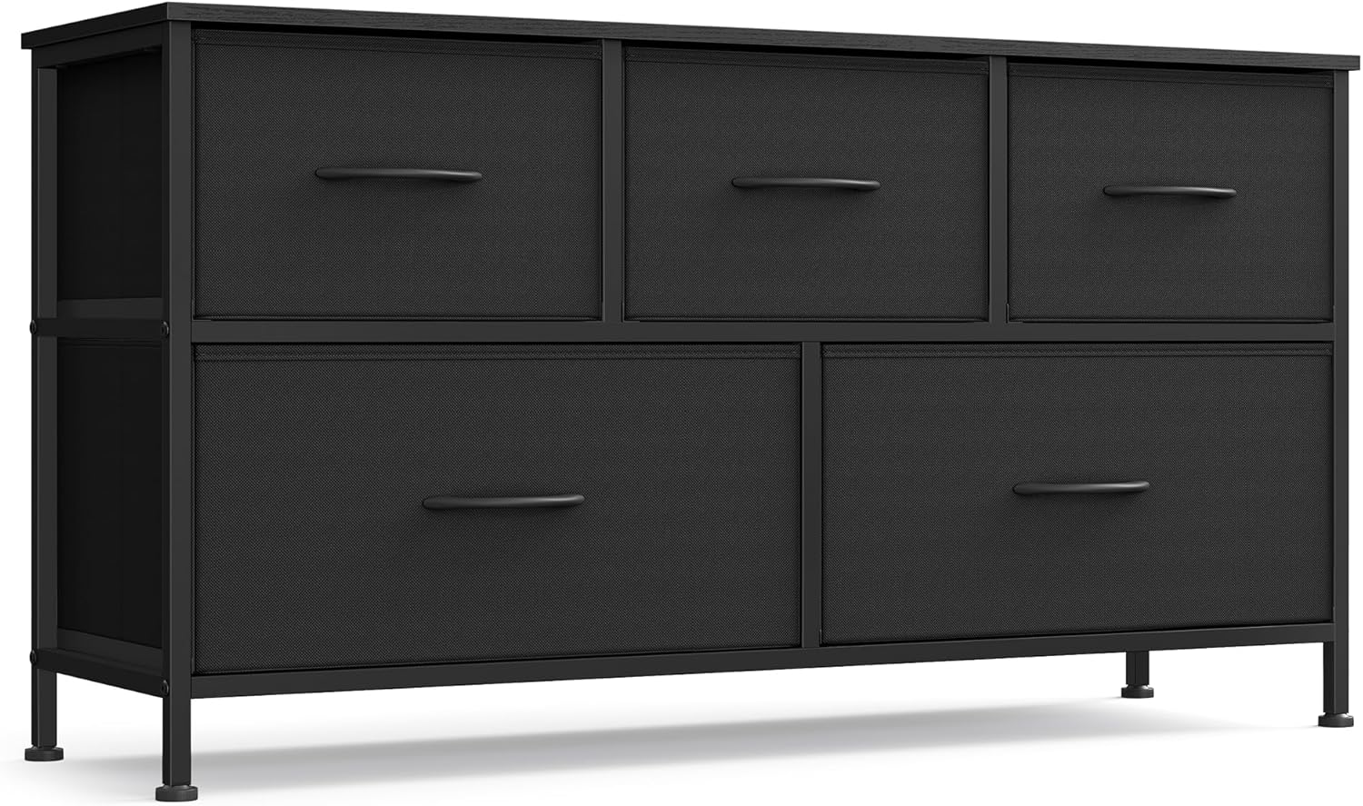 SONGMICS Dresser for Bedroom, Chest of Drawers, TV Stand, Steel, MDF, 7 Non-Woven Fabric Drawers, Storage Organizer Unit, Closet, Entryway, Rustic Brown and Ink Black ULGS323B02S