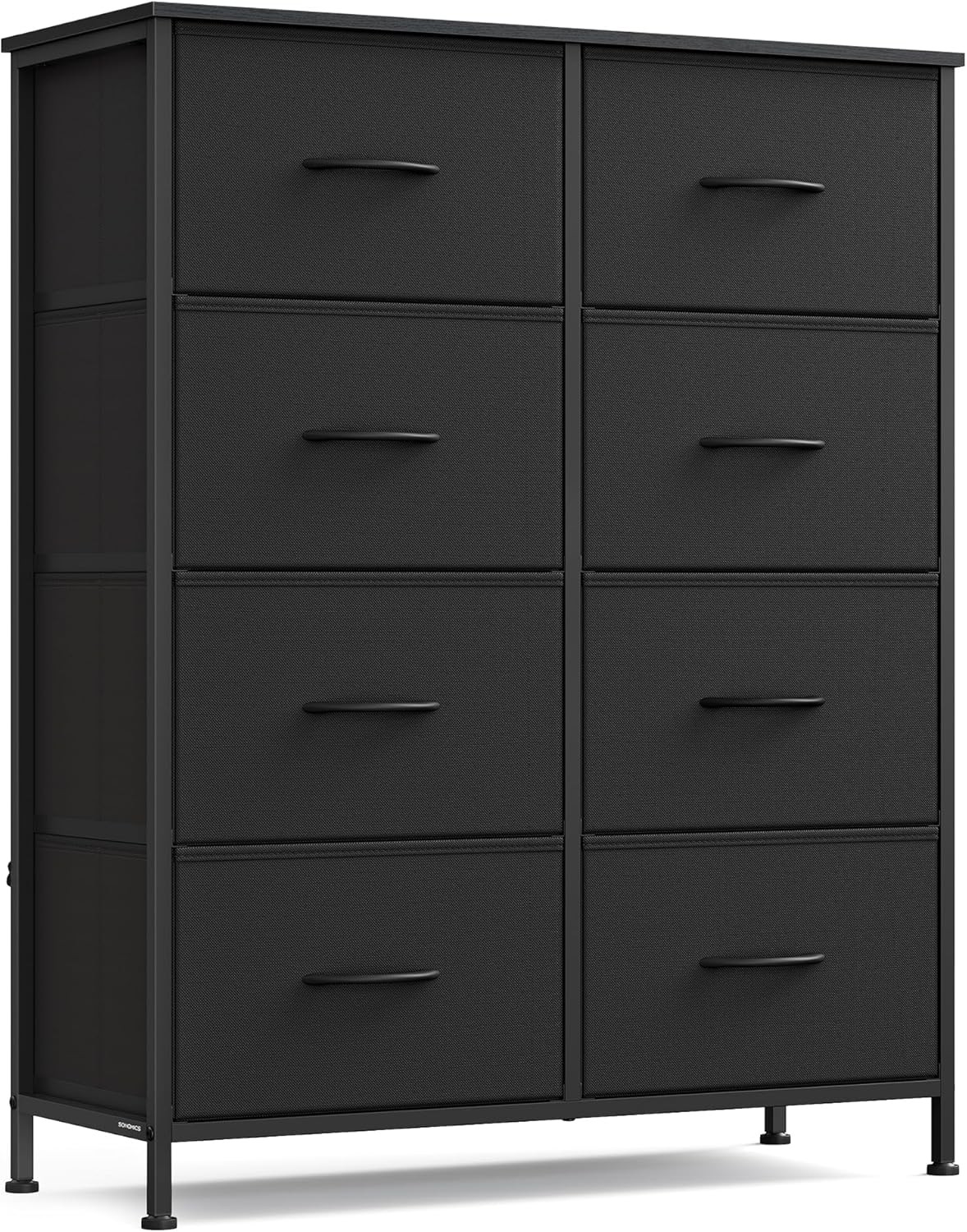 SONGMICS Dresser for Bedroom, Chest of Drawers, TV Stand, Steel, MDF, 7 Non-Woven Fabric Drawers, Storage Organizer Unit, Closet, Entryway, Rustic Brown and Ink Black ULGS323B02S
