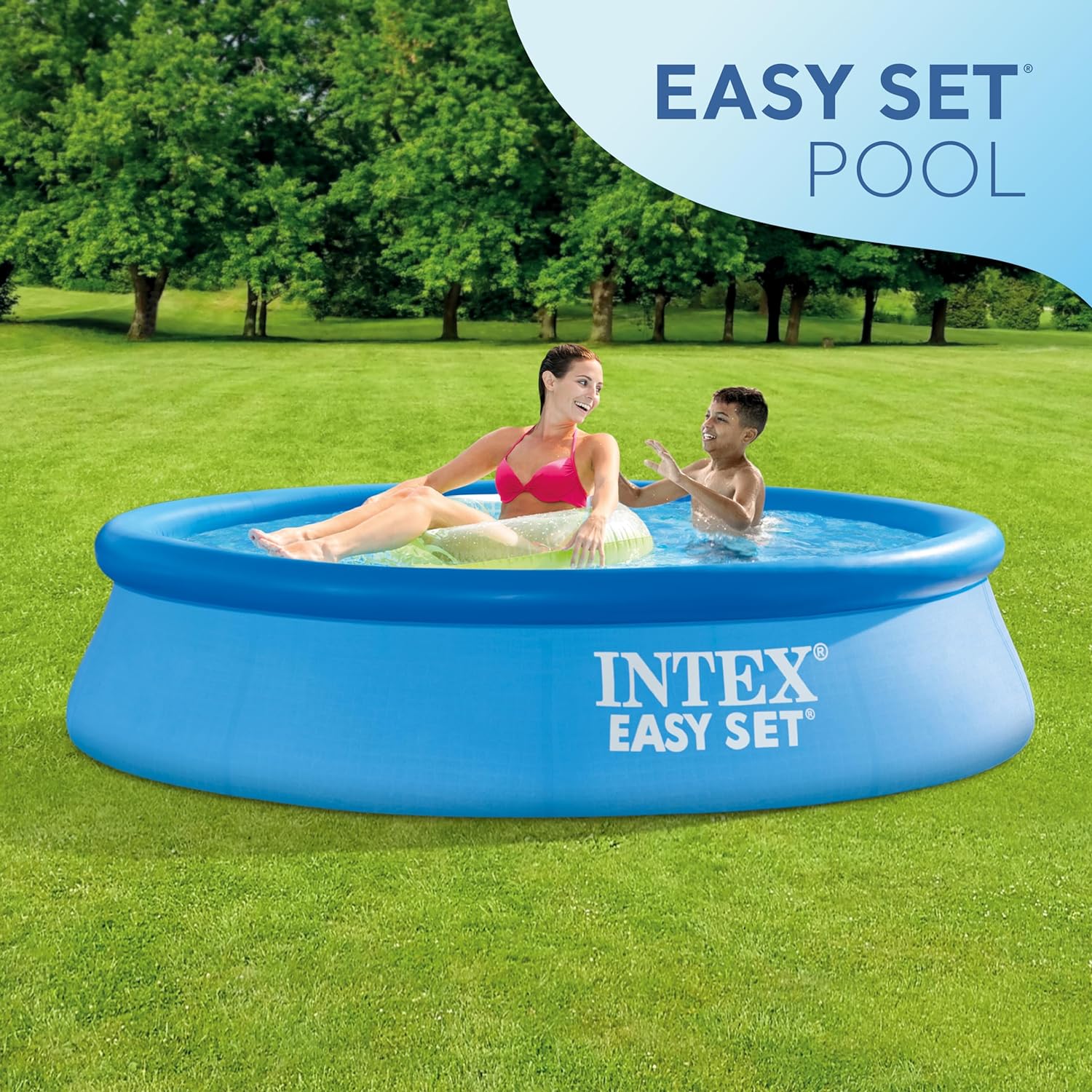 INTEX 28106EH Easy Set Inflatable Swimming Pool: 8ft x 24in – Puncture-Resistant Material – Quick Inflation – 513 Gallon Capacity – 18in Water Depth