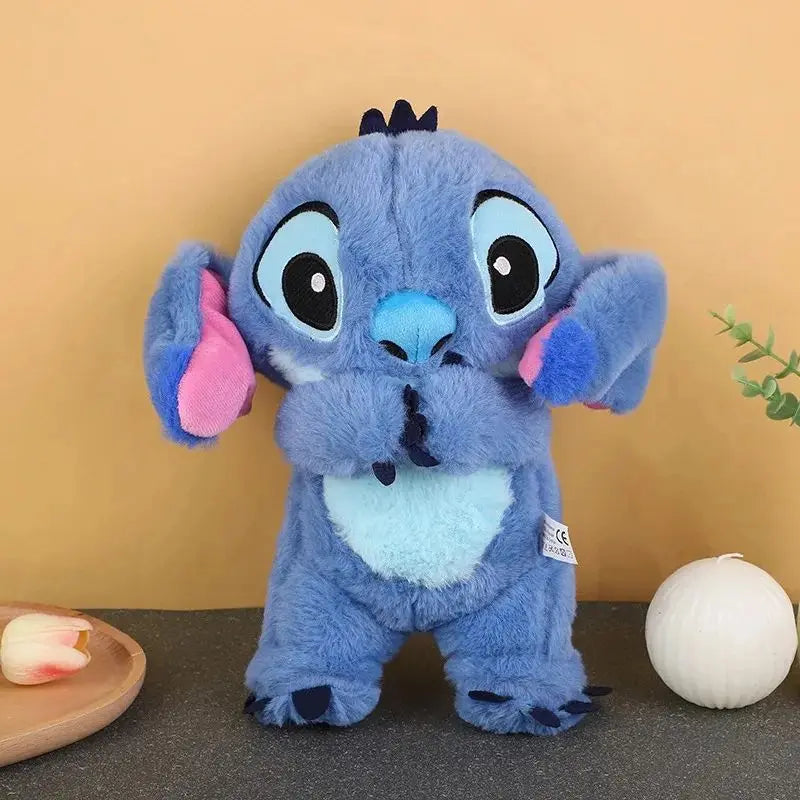 30CM Kawaii Stitch Plush Doll Baby Sleeping Companion Sound Soothing Musical With Air Bag and Light Doll Breathing Toys Gifts