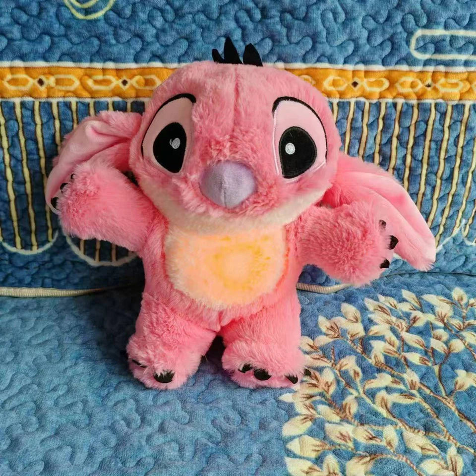 30CM Kawaii Stitch Plush Doll Baby Sleeping Companion Sound Soothing Musical With Air Bag and Light Doll Breathing Toys Gifts